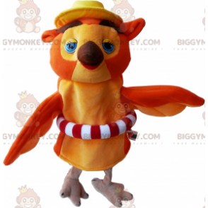 BIGGYMONKEY™ Mascot Costume Orange and Tan Owl with a Buoy –