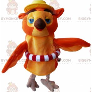 BIGGYMONKEY™ Maskotkostume Orange og Tan Ugle med en bøje -