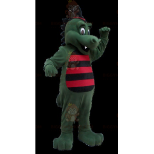 BIGGYMONKEY™ Green Crocodile Dinosaur Mascot Costume with Black