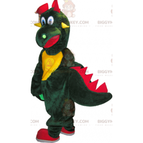 Costume da mascotte gigante verde giallo e drago rosso