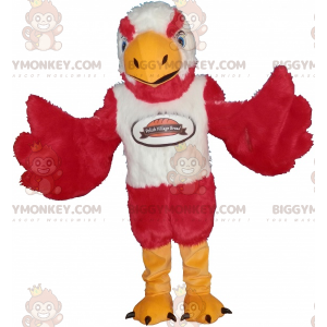 Costume de mascotte BIGGYMONKEY™ d'aigle rouge blanc et jaune