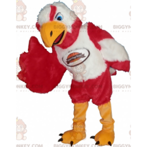 Costume de mascotte BIGGYMONKEY™ d'aigle rouge blanc et jaune
