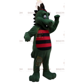 BIGGYMONKEY™ Green Crocodile Dinosaur Mascot Costume with Black