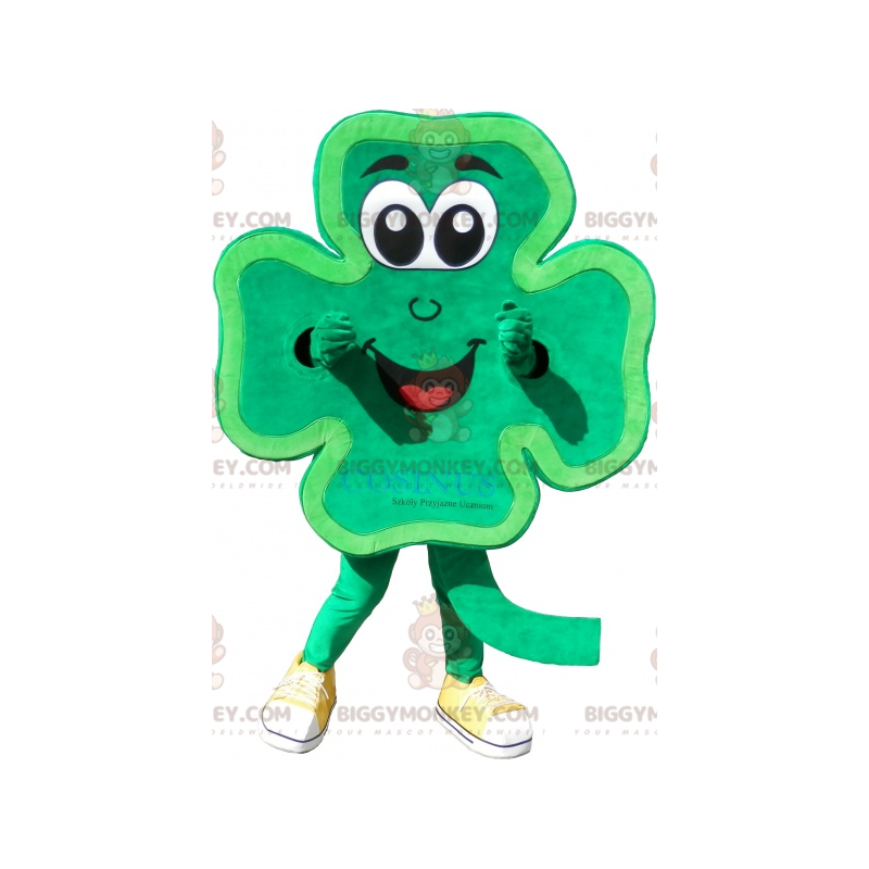 Costume de mascotte BIGGYMONKEY™ de trèfle à 4 feuilles vert et