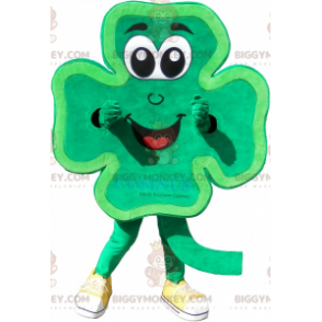 Smiling Green 4 Leaf Clover BIGGYMONKEY™ Mascot Costume -