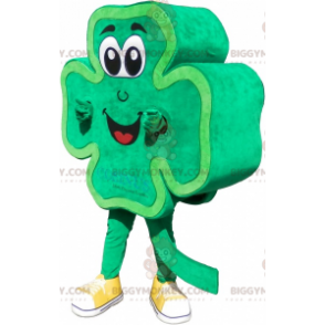 Hymyilevä vihreä 4 Leaf Clover BIGGYMONKEY™ maskottiasu -