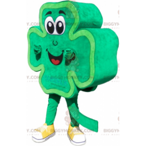 Smiling Green 4 Leaf Clover BIGGYMONKEY™ Mascot Costume -