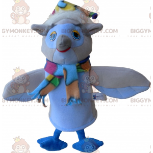 Costume de mascotte BIGGYMONKEY™ de hibou beige et blanc avec