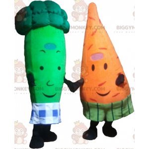 2 mascotte di BIGGYMONKEY™: una carota e un broccolo verde -