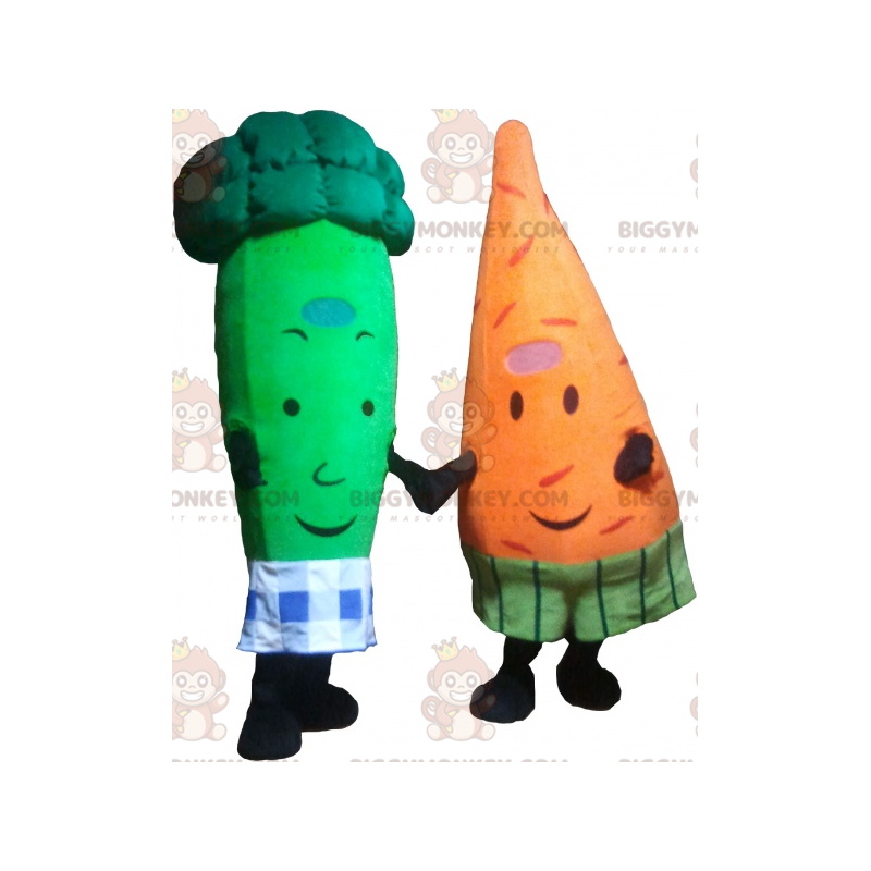 2 mascotte di BIGGYMONKEY™: una carota e un broccolo verde -