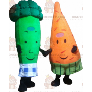 2 mascotas de BIGGYMONKEY™: una zanahoria y un brócoli verde -