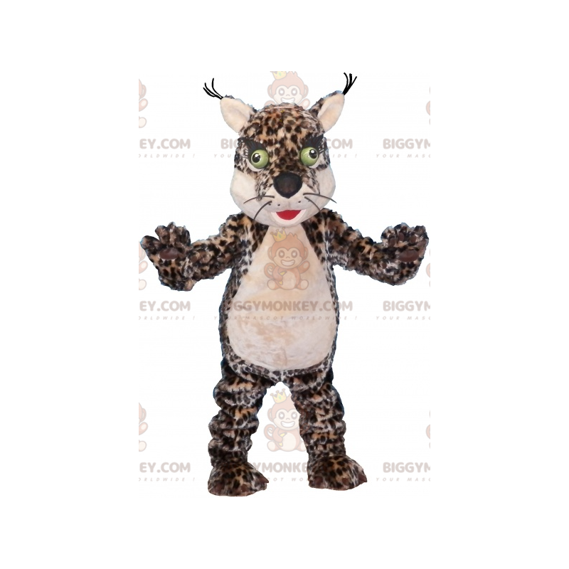 BIGGYMONKEY™ maskotkostume Leopard plettet tiger med grønne