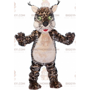 BIGGYMONKEY™ Mascottekostuum Leopard Spotted Tiger met groene