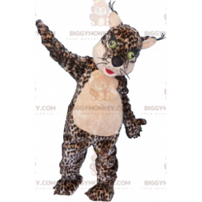 BIGGYMONKEY™ Mascottekostuum Leopard Spotted Tiger met groene