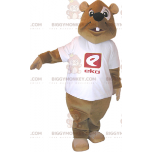 BIGGYMONKEY™ Disfraz de mascota de castor marrón con camiseta