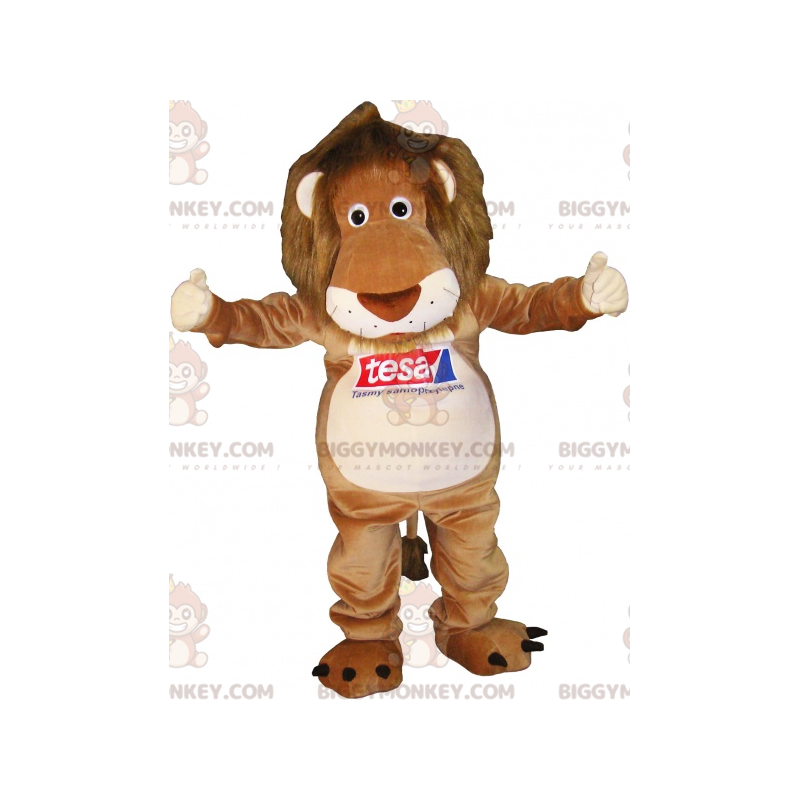 BIGGYMONKEY™ Mascot Costume Brown And Tan Tiger With Hairy Mane