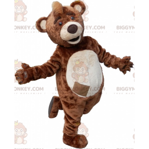 Brown and Beige Teddy BIGGYMONKEY™ Mascot Costume with Crest on