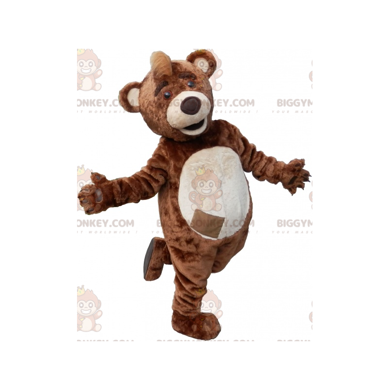 Hnědý a béžový kostým Teddy BIGGYMONKEY™ maskota s hřebenem na