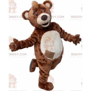 Ruskea ja beige Teddy BIGGYMONKEY™ maskottiasu, jossa harja