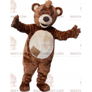 Traje de mascote de pelúcia marrom e bege BIGGYMONKEY™ com