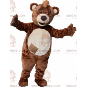 Hnědý a béžový kostým Teddy BIGGYMONKEY™ maskota s hřebenem na
