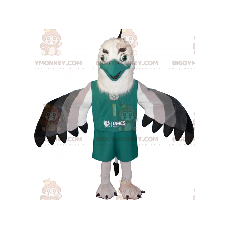 BIGGYMONKEY™ Costume da mascotte aquila avvoltoio bianco nero e