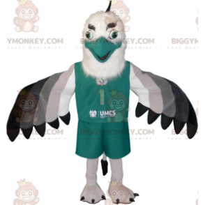 BIGGYMONKEY™ Costume da mascotte aquila avvoltoio bianco nero e