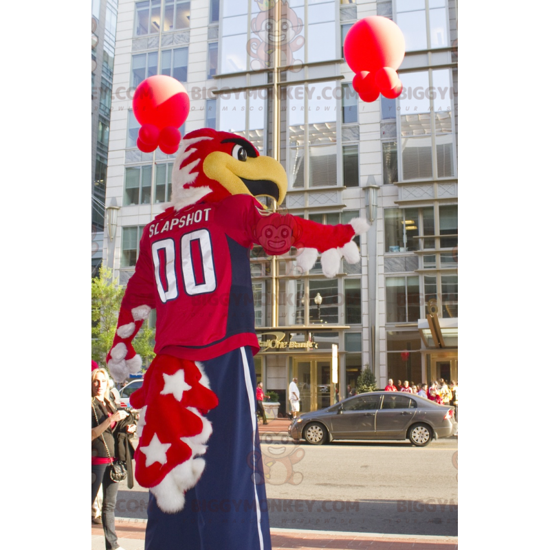 BIGGYMONKEY™ Mascot Costume Red and White Proud Eagle in Blue