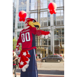 BIGGYMONKEY™ Mascot Costume Red and White Proud Eagle in Blue