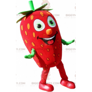 Costume mascotte BIGGYMONKEY™ fragola gigante rossa e verde -