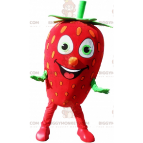 Costume mascotte BIGGYMONKEY™ fragola gigante rossa e verde -