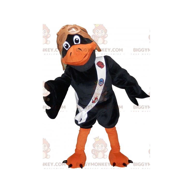 Disfraz de mascota Raven BIGGYMONKEY™ negro y naranja con casco