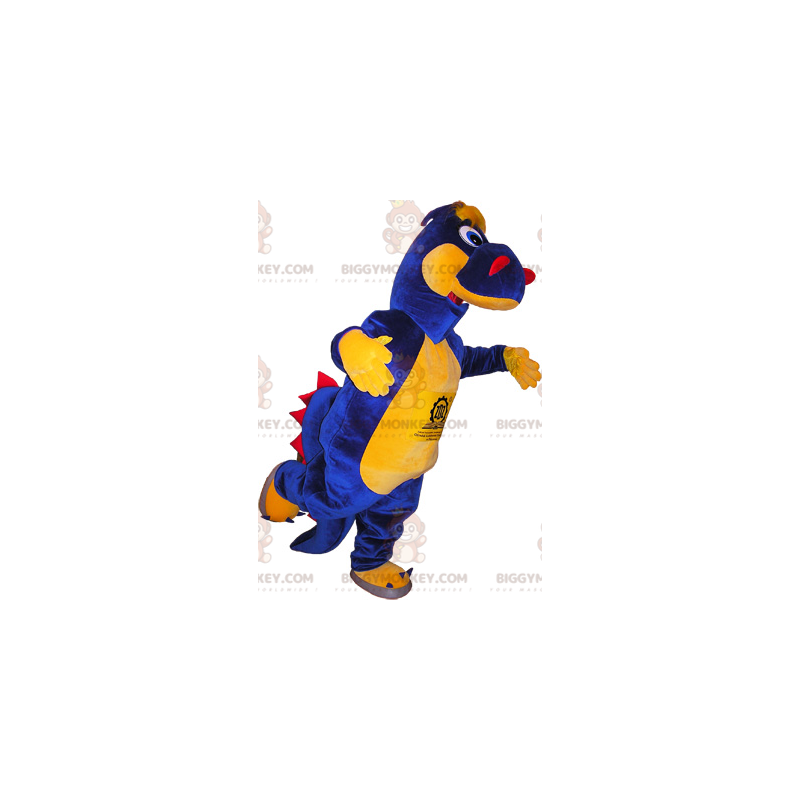 Kostým maskota modrožlutého a červeného dinosaura BIGGYMONKEY™
