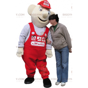 Costume de mascotte BIGGYMONKEY™ de bonhomme blanc d'ouvrier