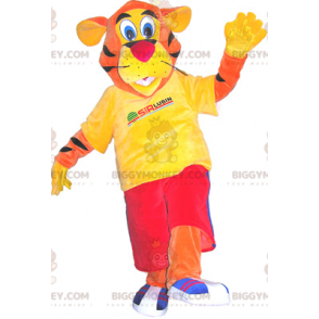 Costume de mascotte BIGGYMONKEY™ de tigre orange habillé en