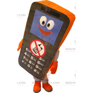 Disfraz de mascota BIGGYMONKEY™ para celular negro y naranja -