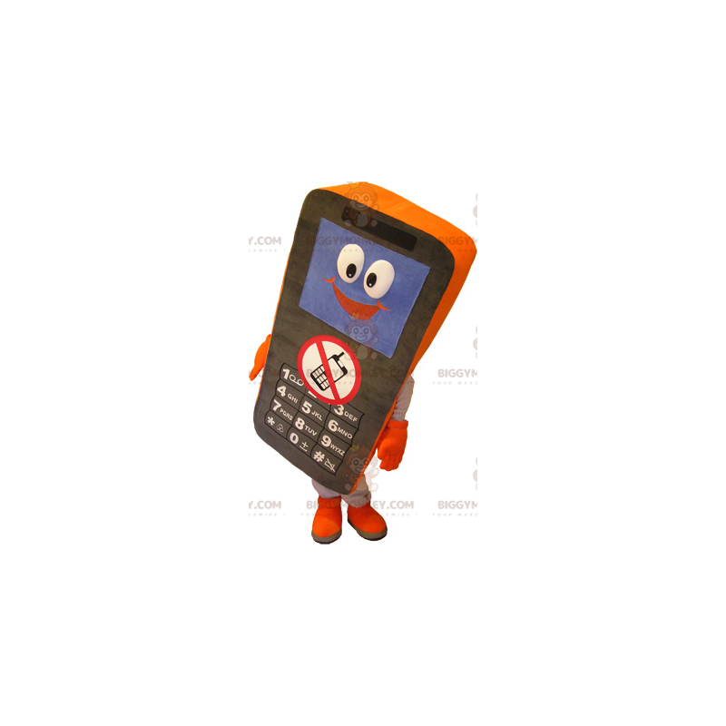 Sort og orange mobiltelefon BIGGYMONKEY™ maskotkostume -