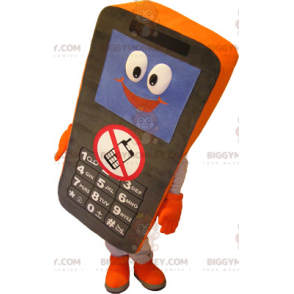 Costume da mascotte BIGGYMONKEY™ cellulare nero e arancione -