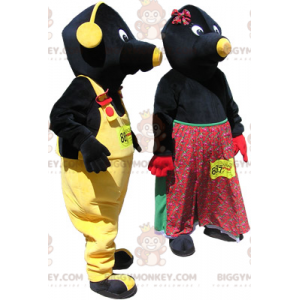 Mascota de BIGGYMONKEY™: pareja de topos negros y amarillos -