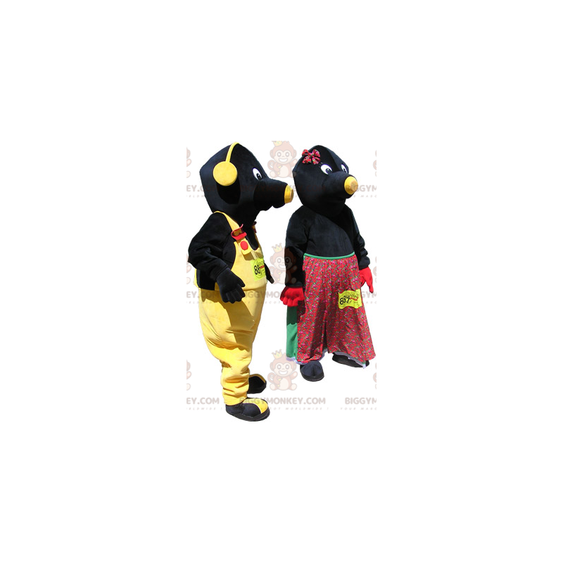 BIGGYMONKEY™s maskot: ett par svarta och gula mullvadar -