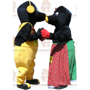 BIGGYMONKEY™-maskotti: pari mustaa ja keltaista luomaa -