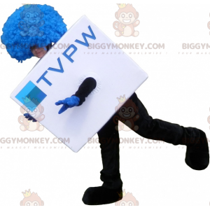 Costume de mascotte BIGGYMONKEY™ cubique blanche avec une