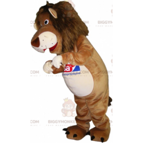 BIGGYMONKEY™ Tiger Lion Beige en wit mascottekostuum -