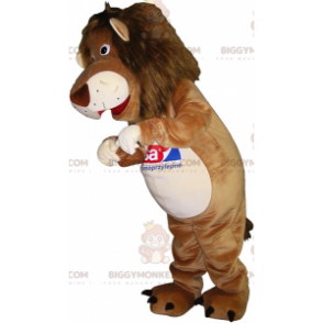 BIGGYMONKEY™ Tiger Lion Beige og hvid maskotkostume -