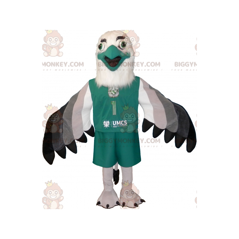 Disfraz de mascota BIGGYMONKEY™ Águila blanca, gris y negra con