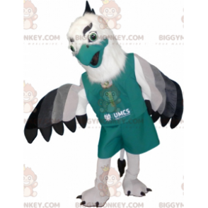 BIGGYMONKEY™ Costume da mascotte Aquila grigia bianca e nera