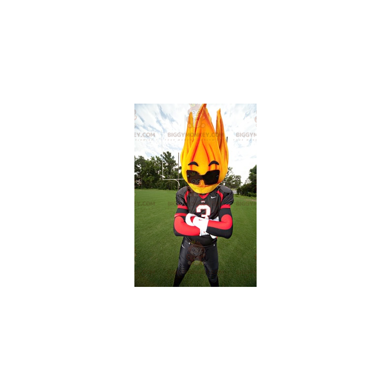 Costume de mascotte BIGGYMONKEY™ de flamme avec des lunettes de