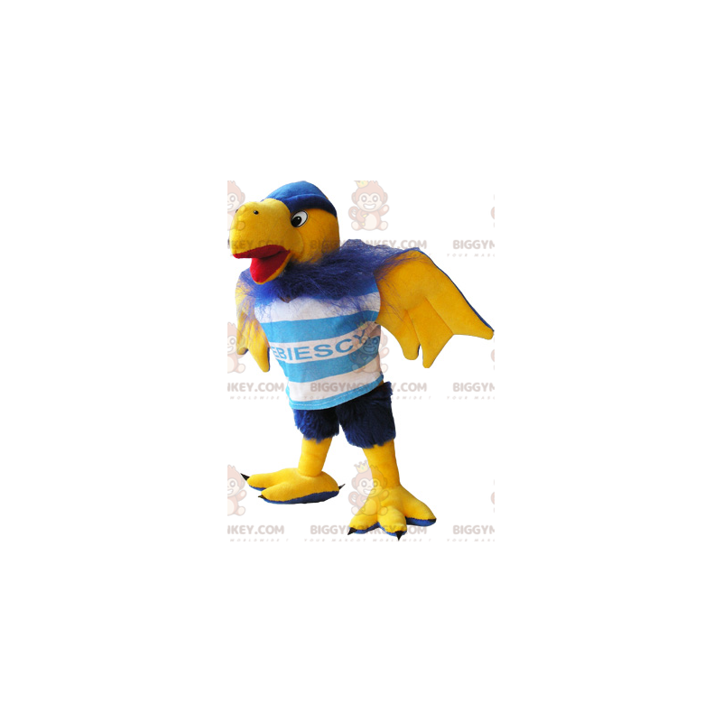 Costume de mascotte BIGGYMONKEY™ d'oiseau de vautour bleu et