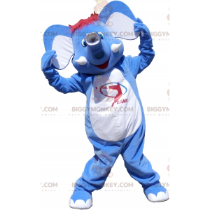 Costume da mascotte BIGGYMONKEY™ con elefante blu e bianco