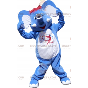 Costume de mascotte BIGGYMONKEY™ d'éléphant bleu et blanc très